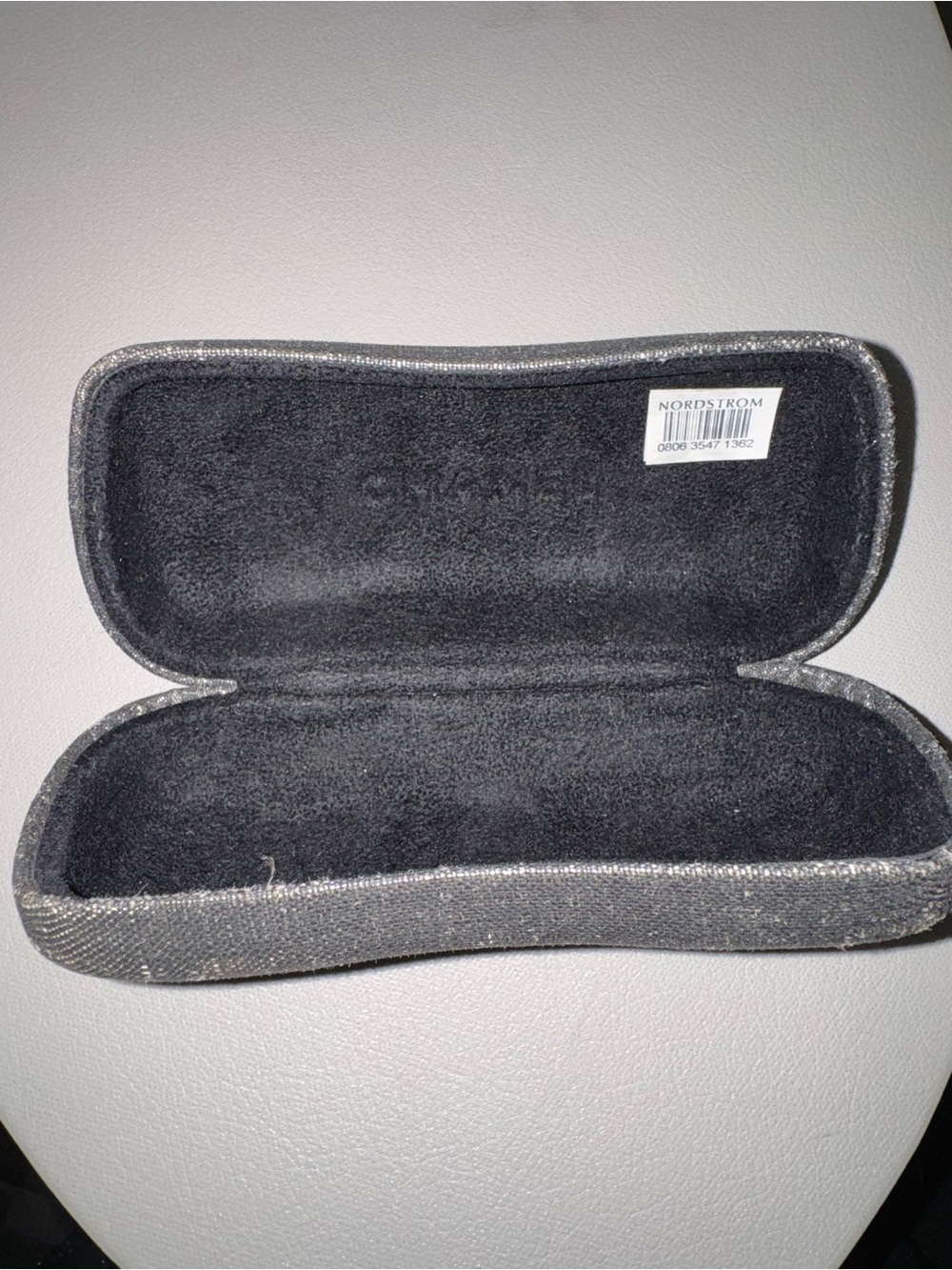 Chanel Silver Glitter Hard Shell Eyewear Case